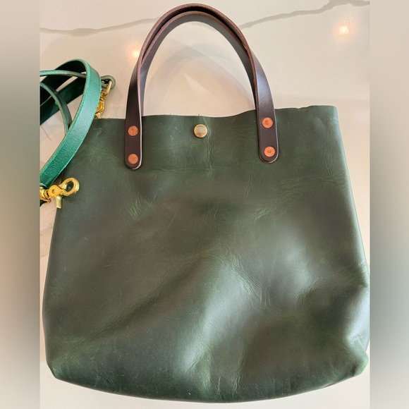 KMM & Co. handmade in USA mini leather tote-green cheaha - Picture 2 of 6